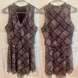 White House Black Market Geometric Black and Pink Mini Dress